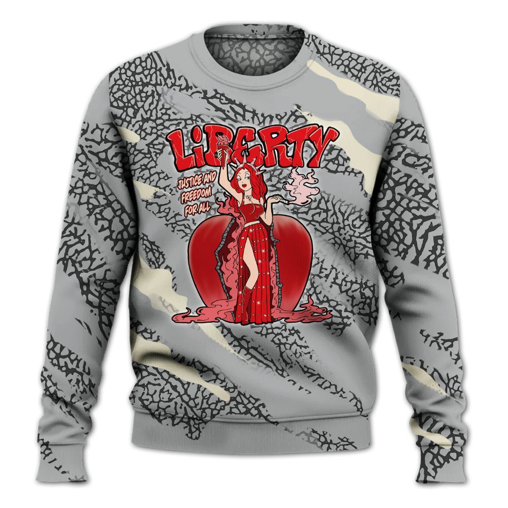 Sweatshirt To Match Cement Grey 3s - Midwest Cartoon Colored All Over Print