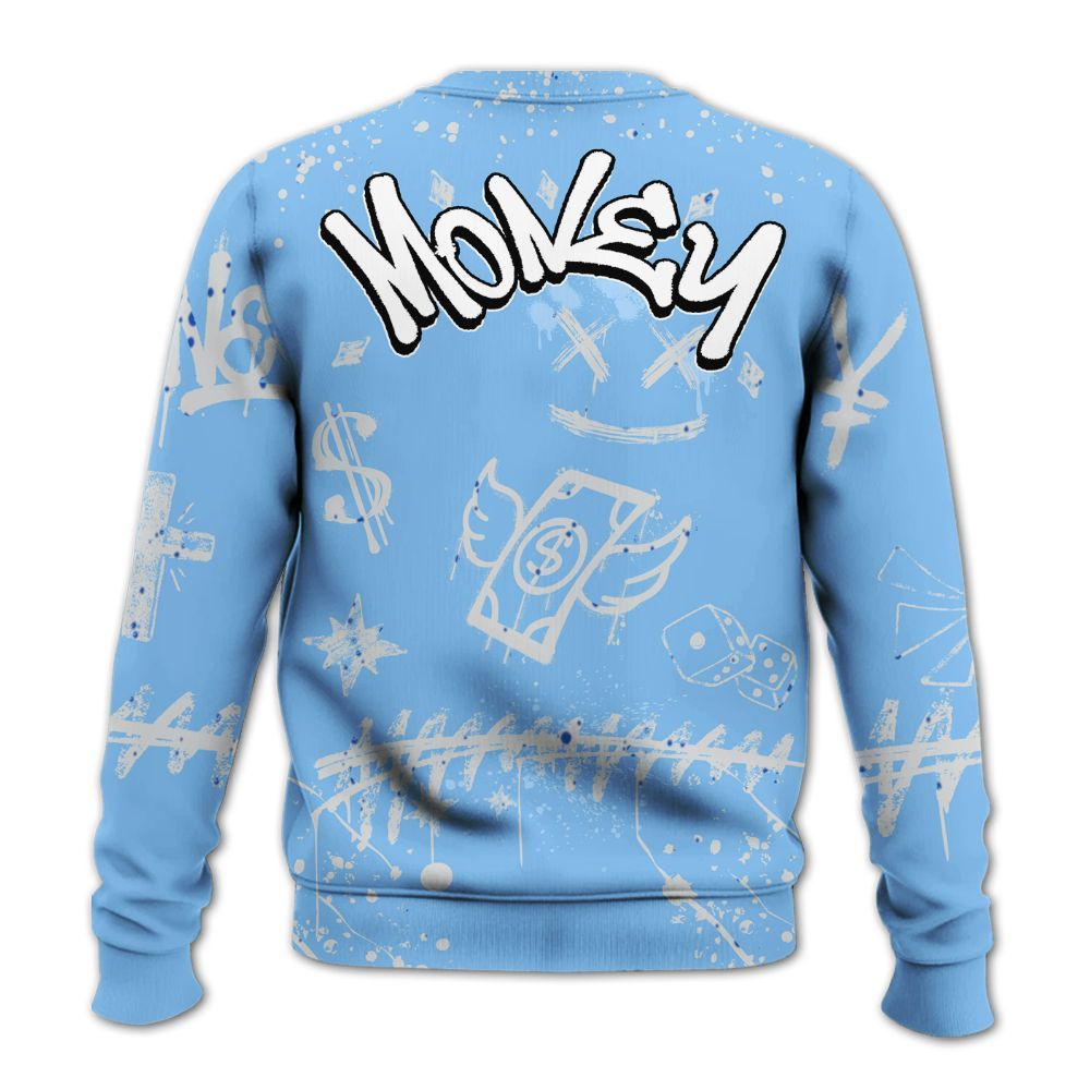 Sweatshirt To Match University Blue 5s - Everybody Paid In Full Crayon All Over Print