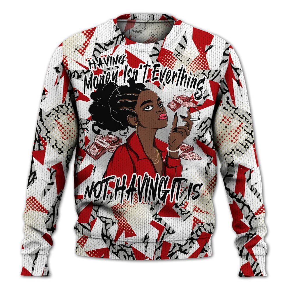 Knitted Sweater To Match Cement Grey 3s - Having Money Isn't Everthing Retro