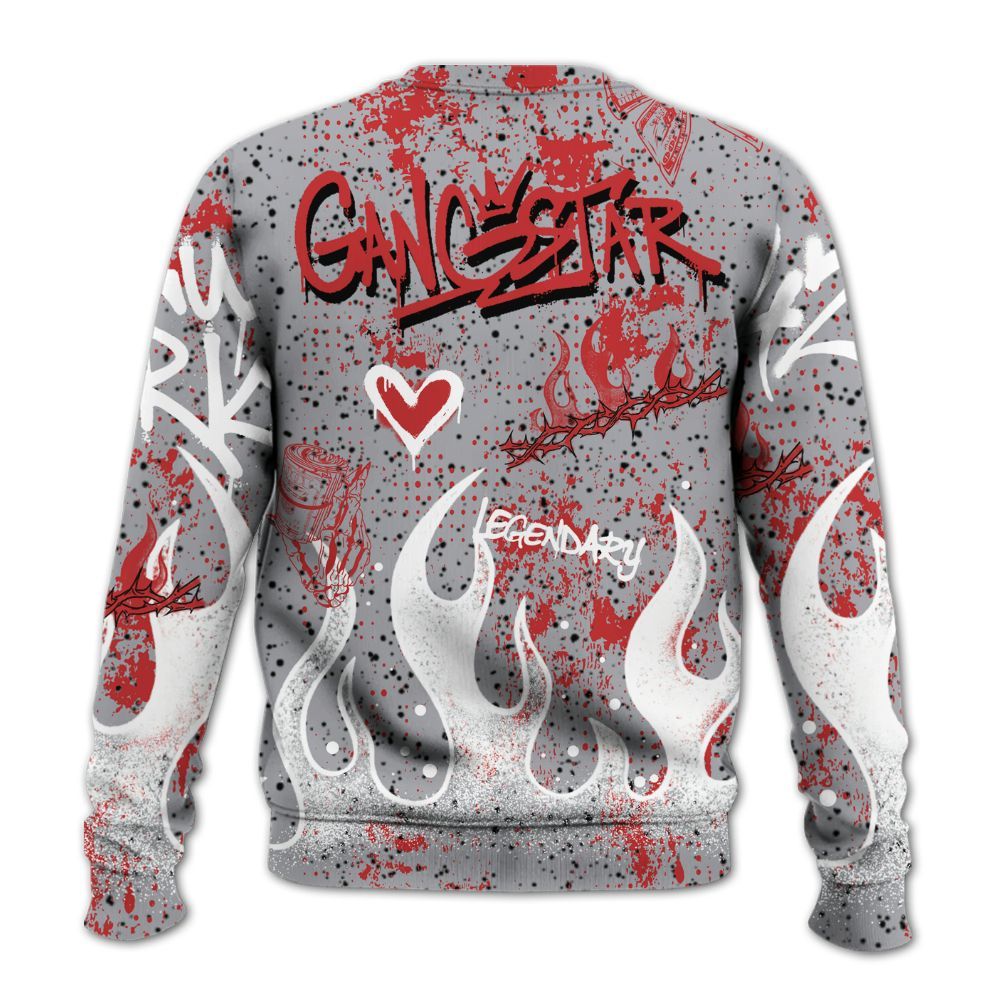 Sweatshirt To Match White Cement 4s - Lucky Money Paid In Full Graffiti All Over Print