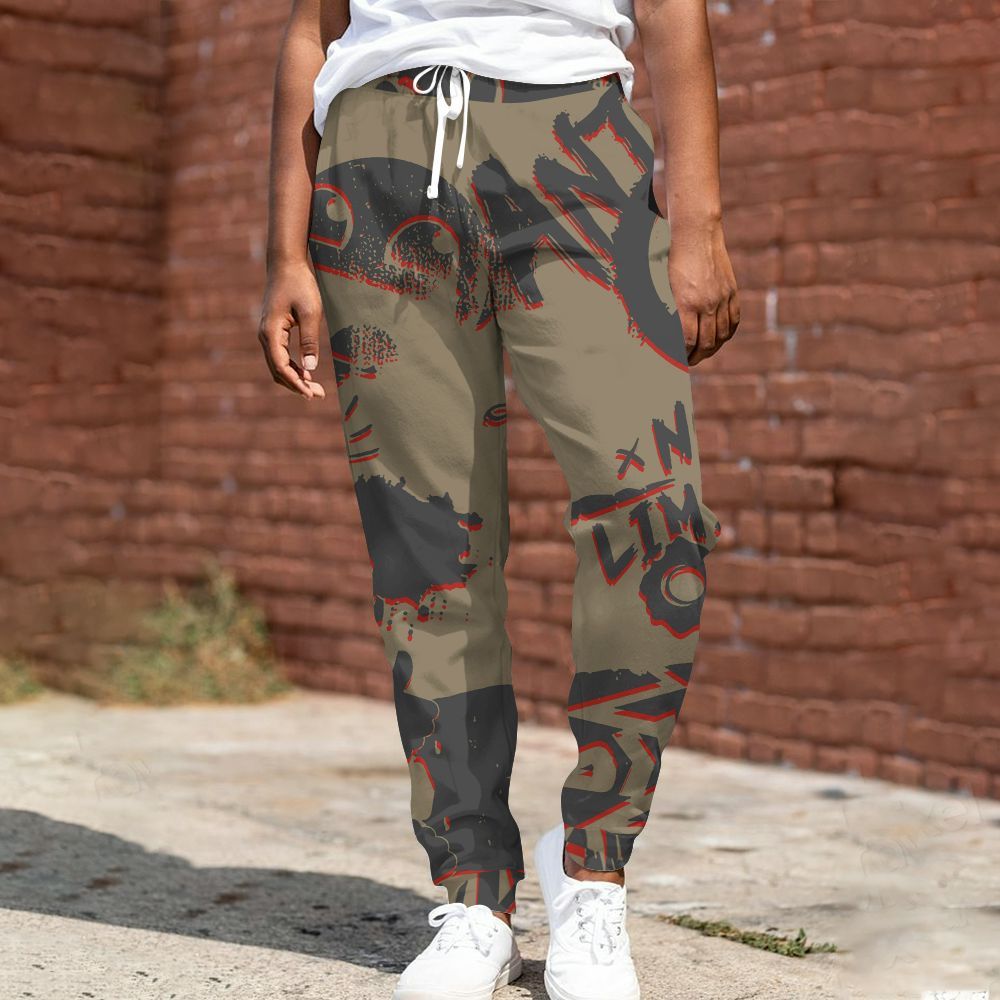 Sweatpant To Match Olive 9s - Monogram Graffiti All Over Print