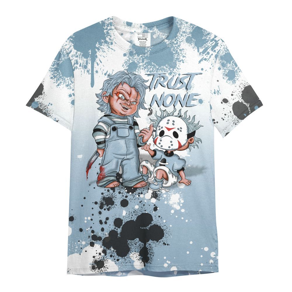 Shirt To Match Mid Ice Blue 1s - Trust No One Scary All Over Print