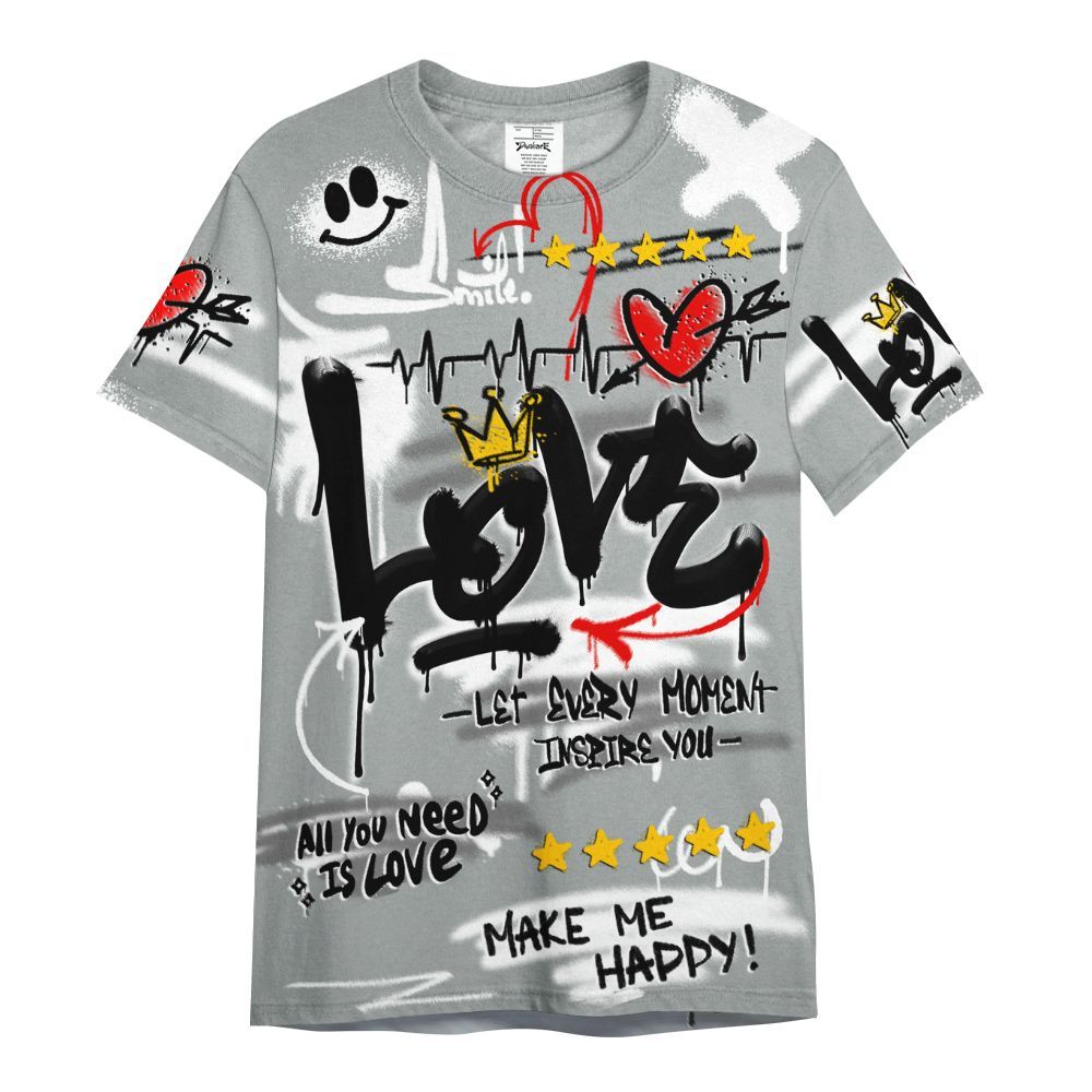 Shirt To Match Dunk Low White Light Smoke Grey - Happy Love Beats Graffiti Streetwear All Over Print