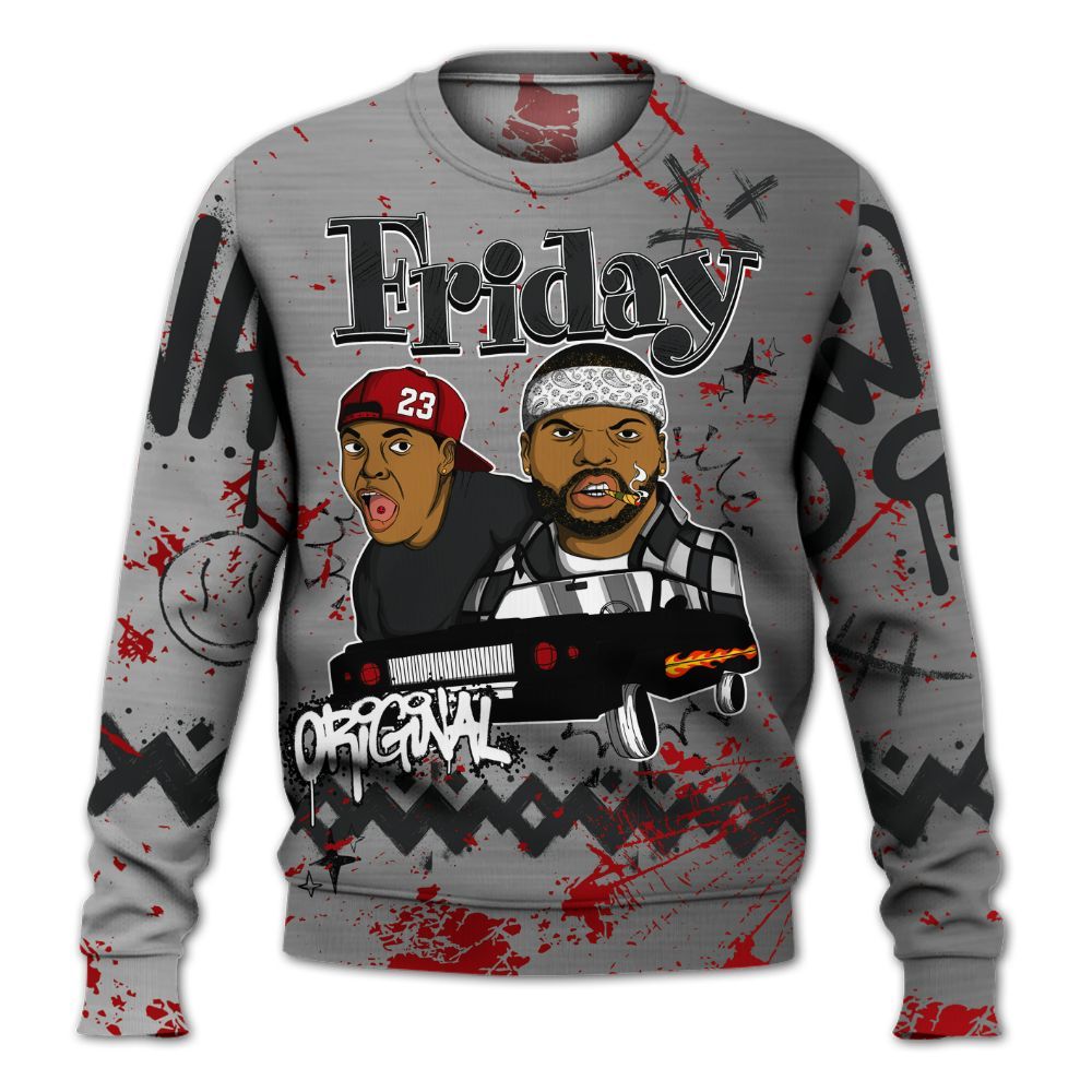 Sweatshirt To Match Metallic Silver 14s - Friday Sneaker Crayon All Over Print