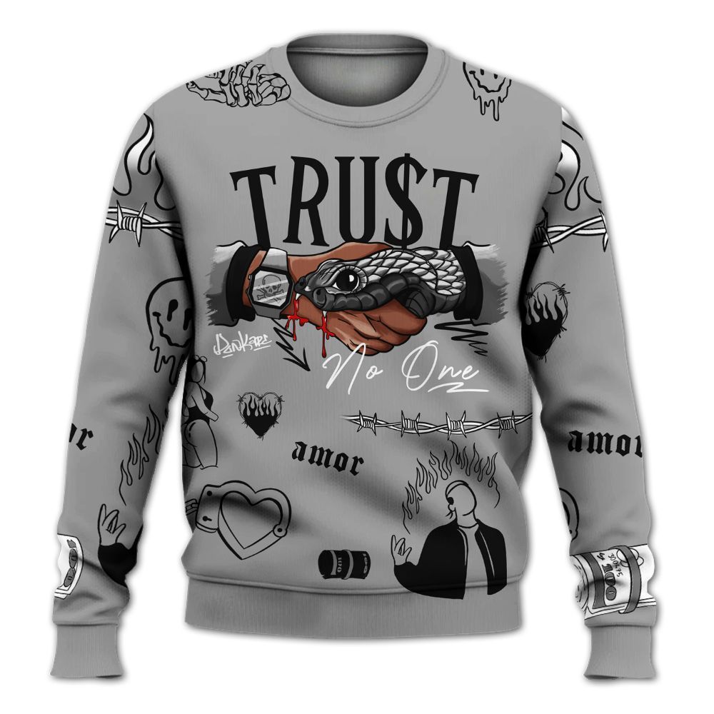 Sweatshirt To Match Black Wolf Grey 12s - Snake Trust No One All Over Print