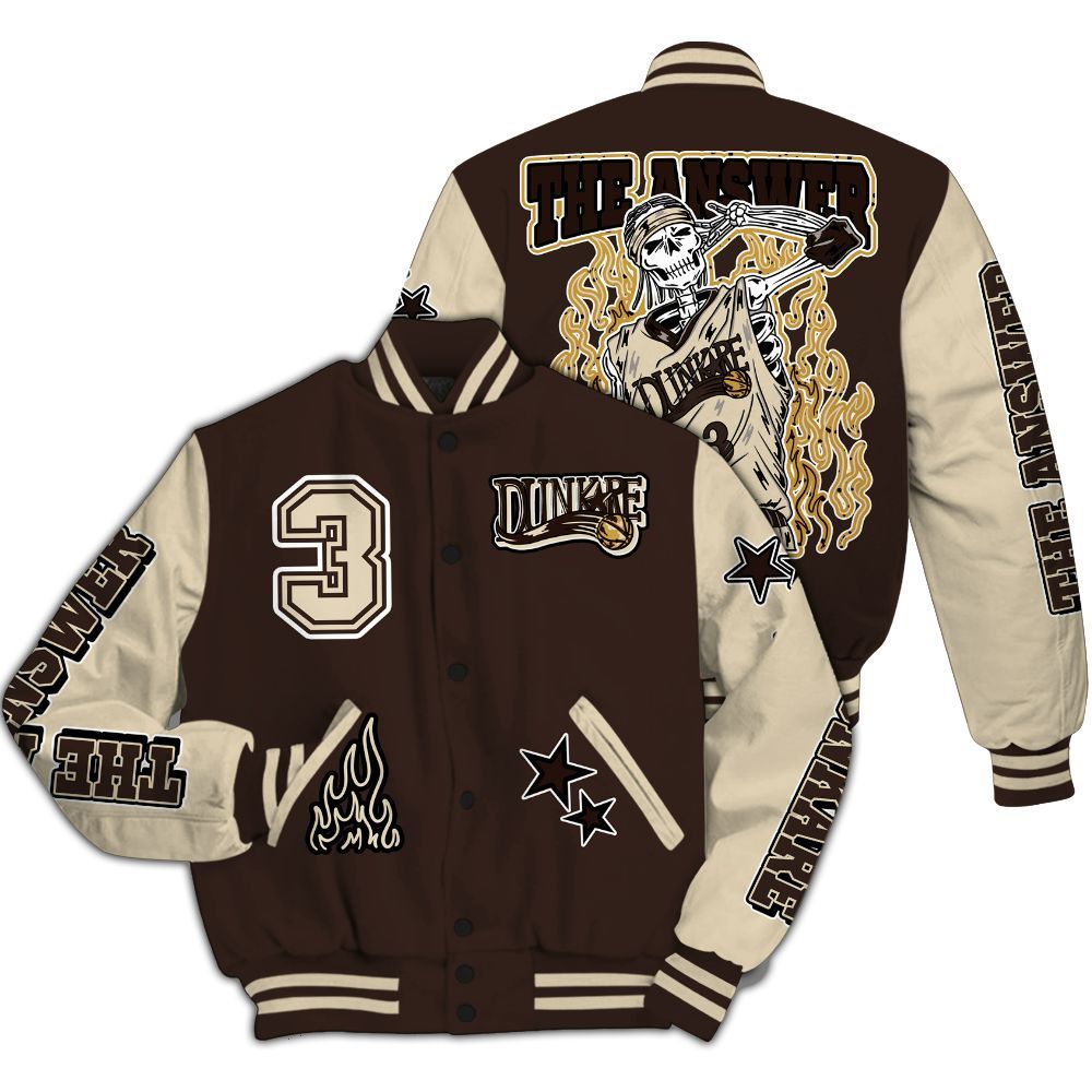 Varsity Jacket To Match 2025 Retro Earth 5s - Allen Answer Skeleton All Over Print