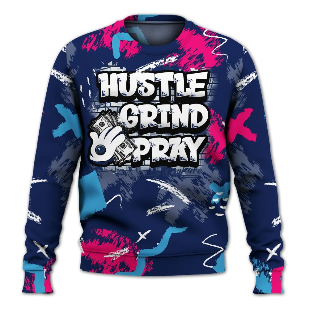 Sweatshirt To Match Air Max 180 University Blue - Hustle Grind Pray Retro All Over Print