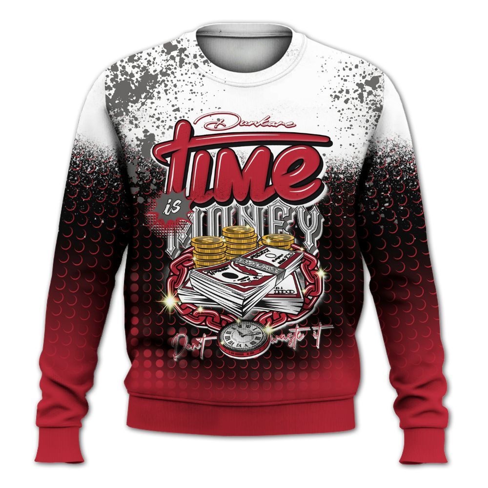 Sweatshirt To Match Red Flint 13s - Halftone Time Is Money All Over Print