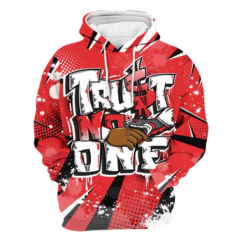 Hoodie To Match Chile Red 9s - Poly Trust No One Dripping All Over Print