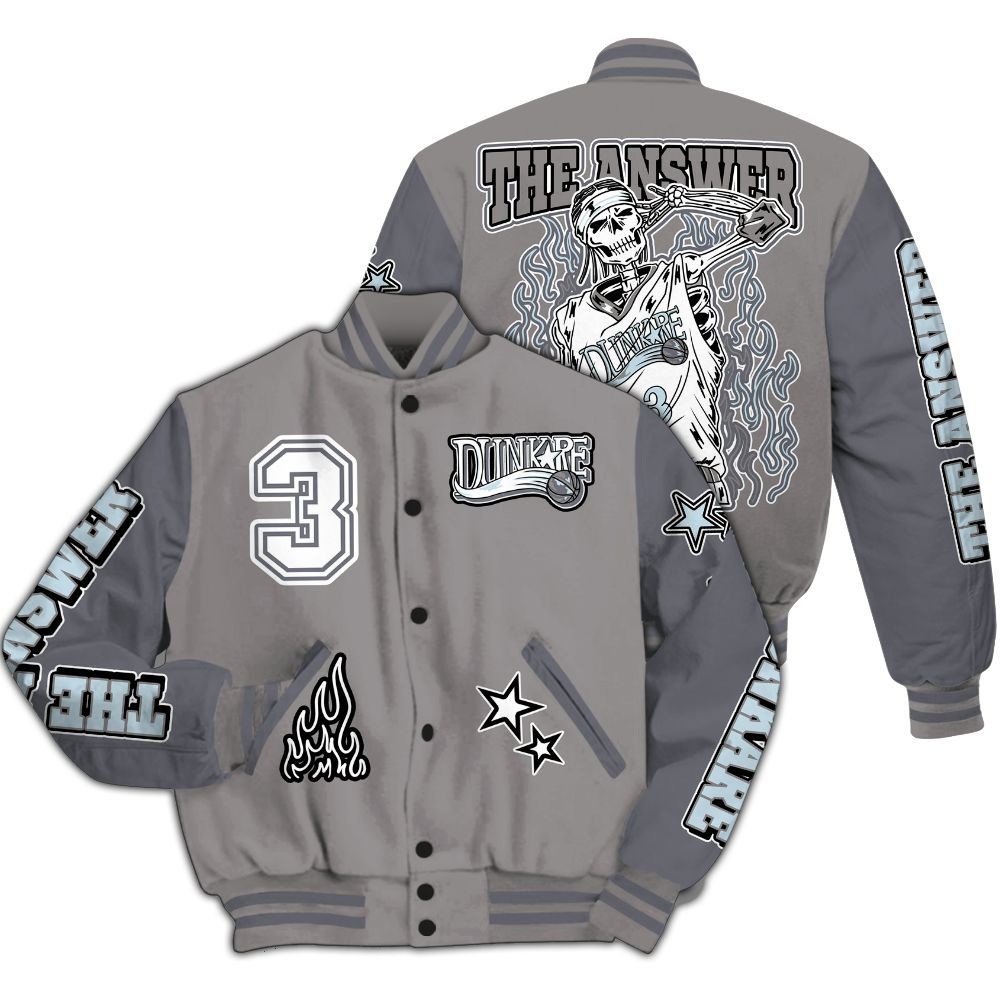 Varsity Jacket To Match Cool Grey 11s - Allen Answer Skeleton All Over Print