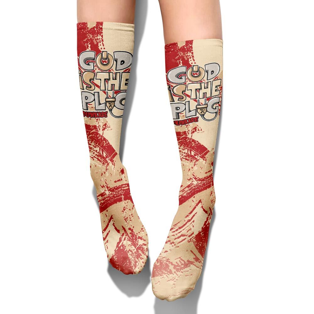 Sock To Match Dunk Low Strawberry Waffle - God Is The Power Cord Circle Splash