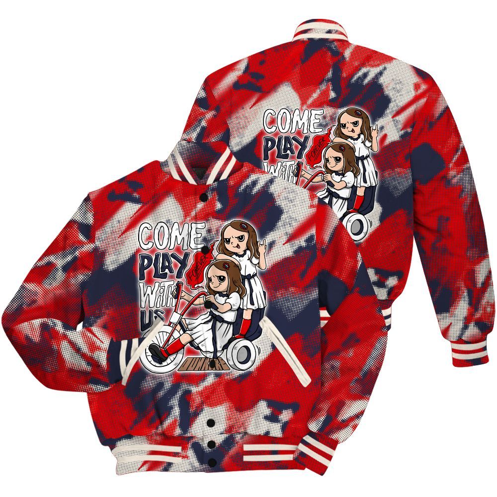 Varsity Jacket To Match Low OG Howard University 1s Shirt - Come Hangout Halloween Abstract Halftone All Over Print