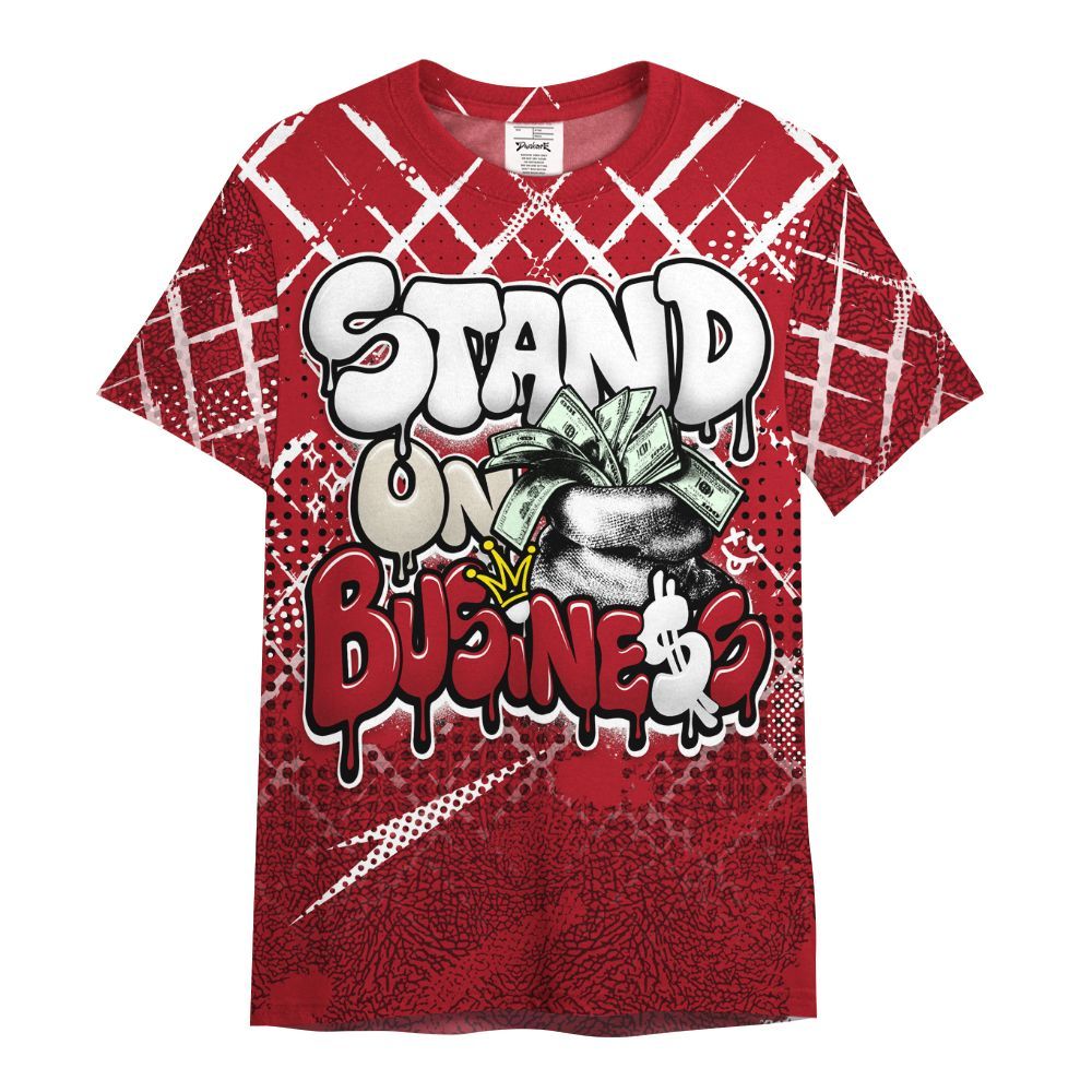 Shirt To Match Mid Red Cracked Leather 1s - Halftone Stand Business Drip All Over Print