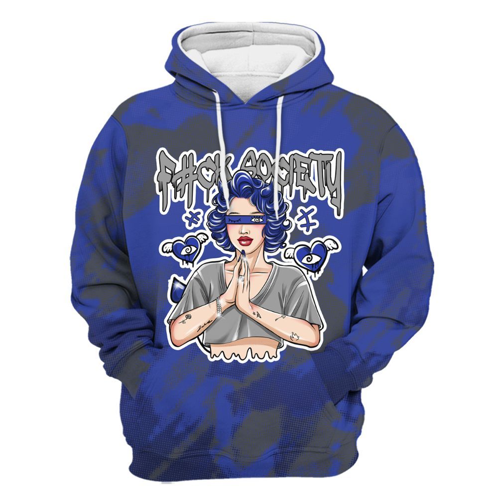 Hoodie To Match Air Max Plus Black Racer Blue - F#ck Xociety Halftone All Over Print