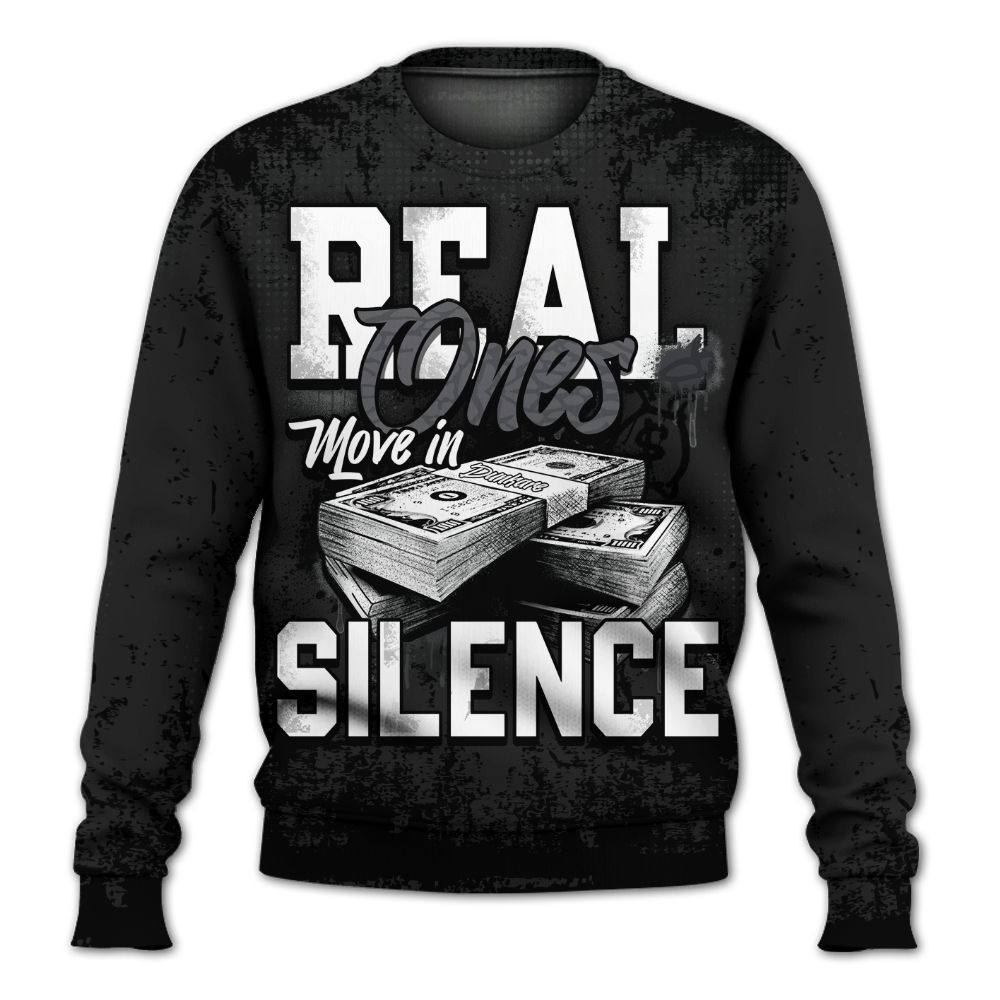 Sweatshirt To Match Black Cat 3s - Move In Silence Money Street Retro All Over Print