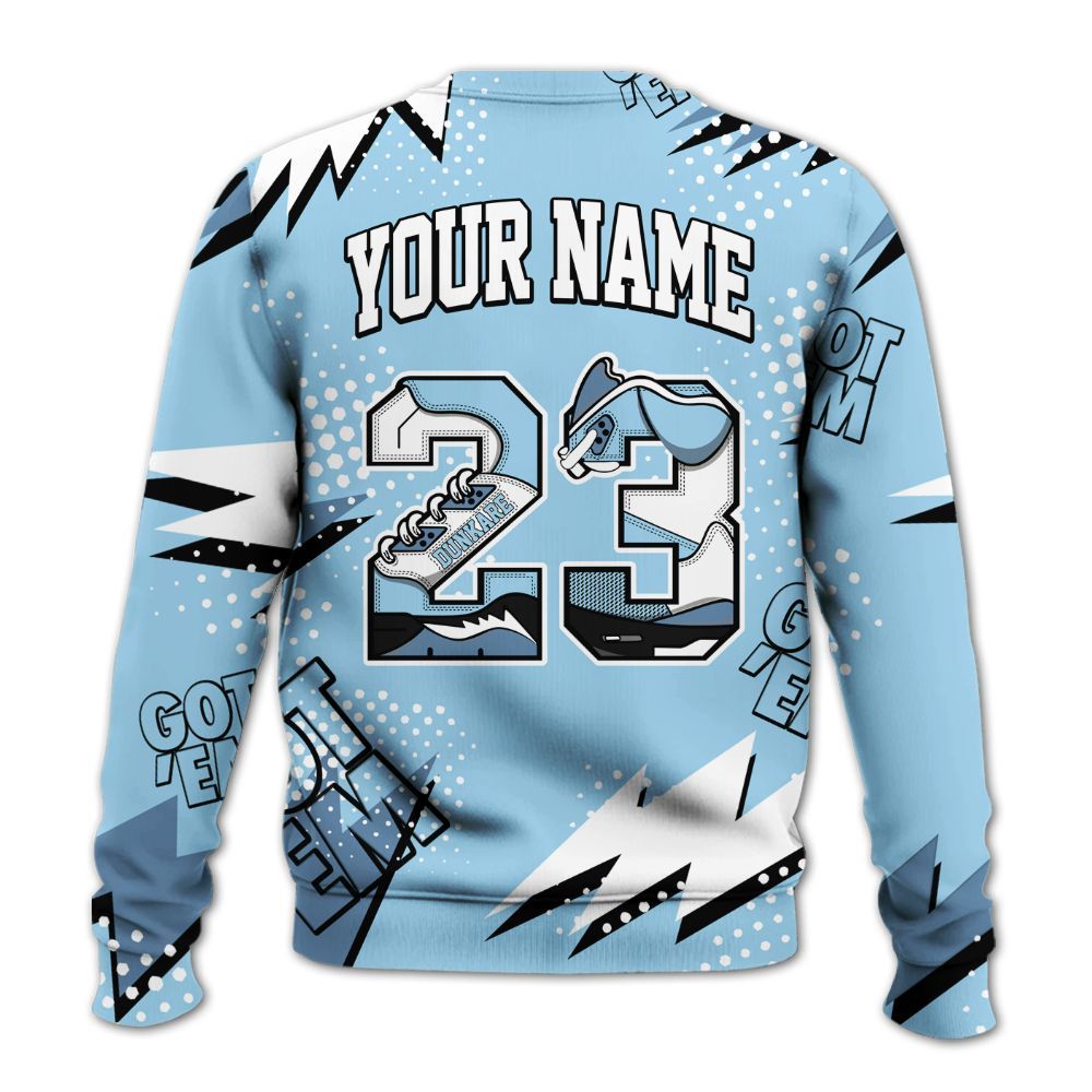 Sweatshirt To Match Legend Blue 11s - Custom Name Number 23 5s All Over Print