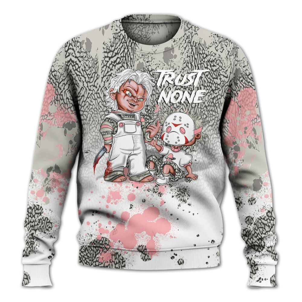 Sweatshirt To Match Retro Wings 3s - Trust No One Scary All Over Print