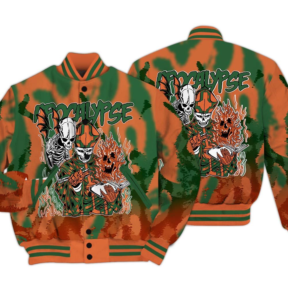 Varsity Jacket To Match Low Miami 5s - Apocalypse Skeleton Burn Varsity Jacket Unisex