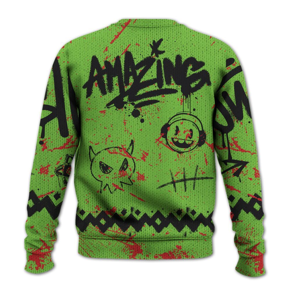 Knitted Sweater To Match Air Max Waffle SP Action Green - Friday Sneaker Crayon