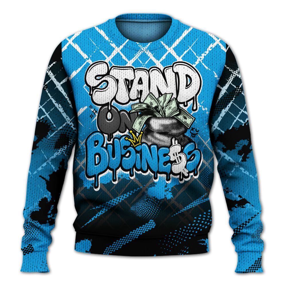 Knitted Sweater To Match Black University Blue 2022 13s - Halftone Stand Business Dripping