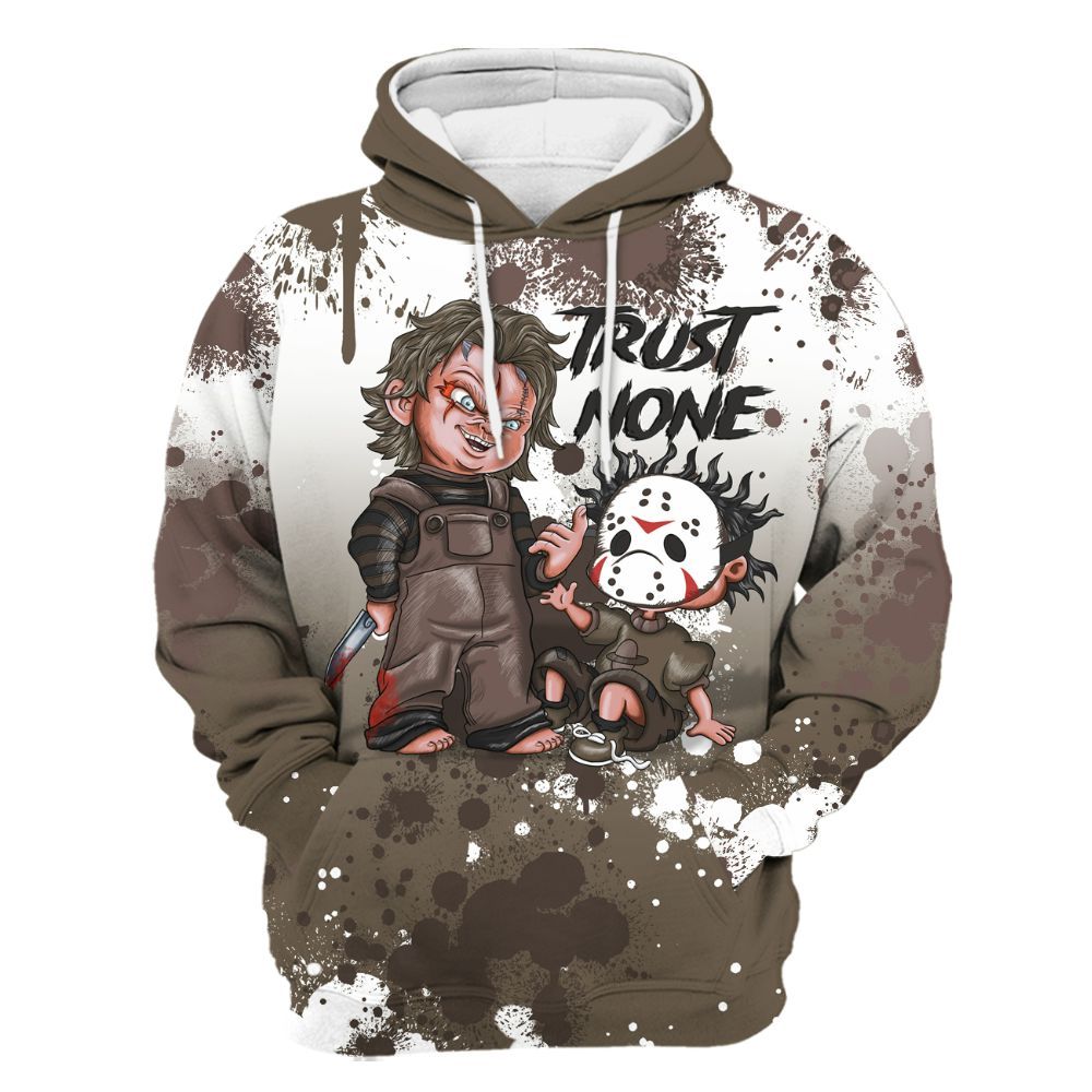 Hoodie To Match AMM Dark Mocha 4s - Trust No One Scary All Over Print