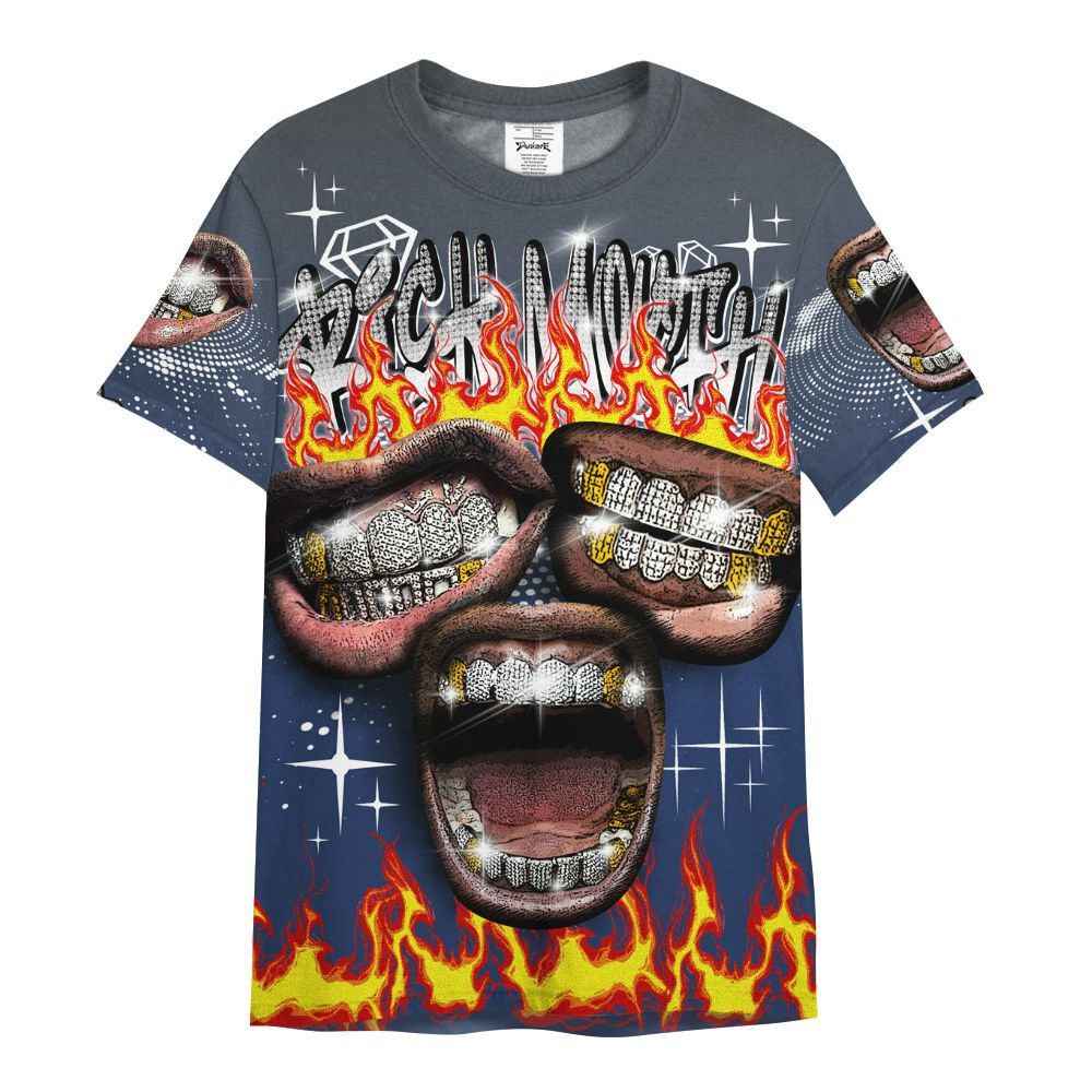 Shirt To Match Retro Flint 13s - Rich Mouth Fire Rap Retro 90s All Over Print