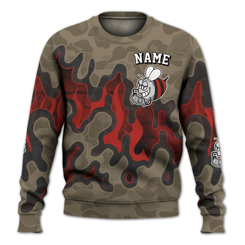 Sweatshirt To Match Olive 9s - No Day Off Graphic Custom Name All Over Print