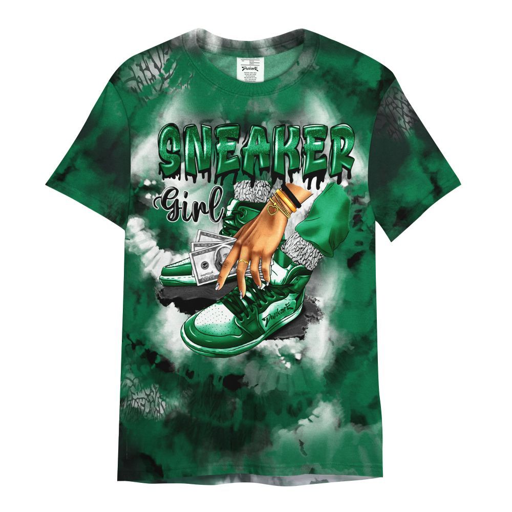 Shirt To Match Pine Green 3s - SNEAKER Girl Money Drip Tie Dye All Over Print