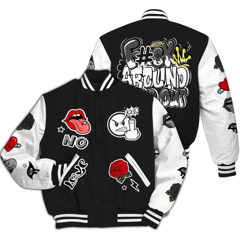Varsity Jacket To Match Black Cat NET 4s - FK Around Find Out All Over Print