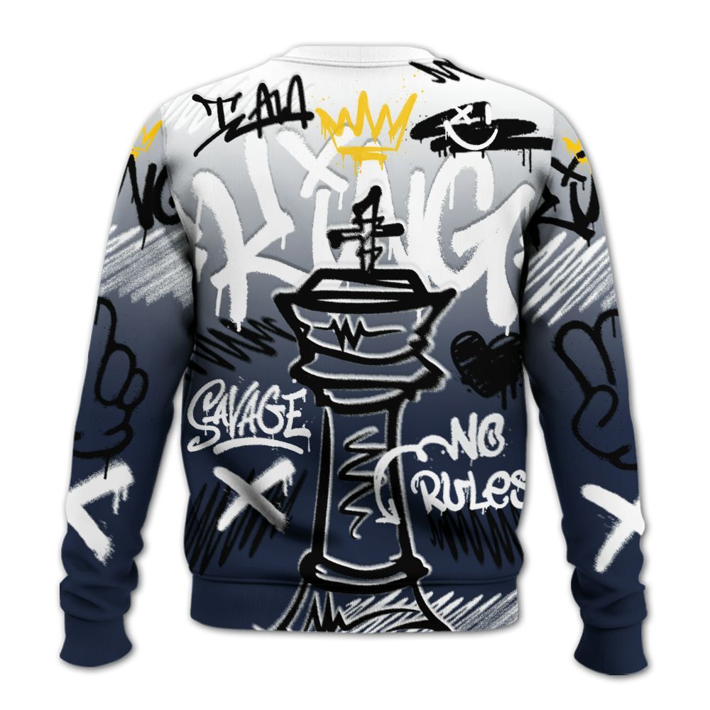 Sweatshirt To Match Dunk Low White Midnight Navy - Street King Chess Streetwear All Over Print