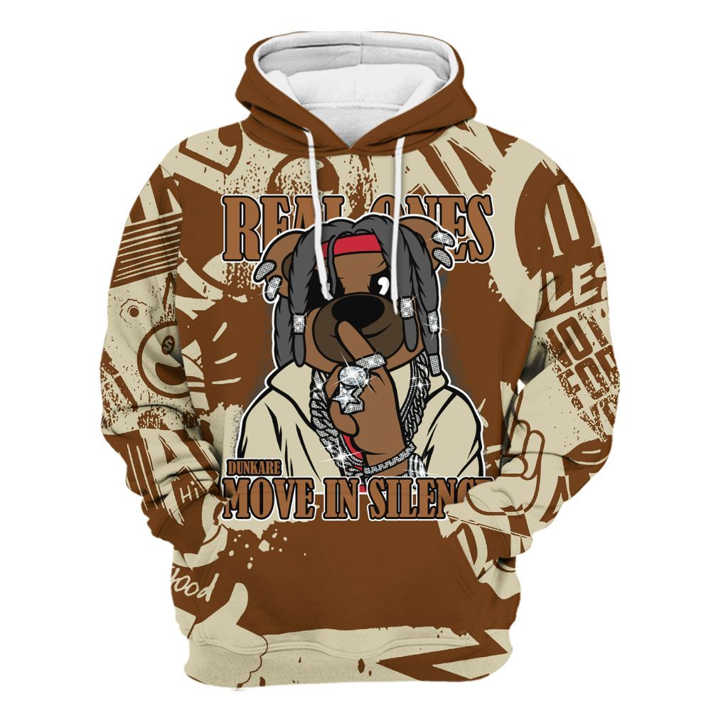 Hoodie To Match Archaeo Brown 5s - Silent Achievers Bear Monogram Graffiti All Over Print