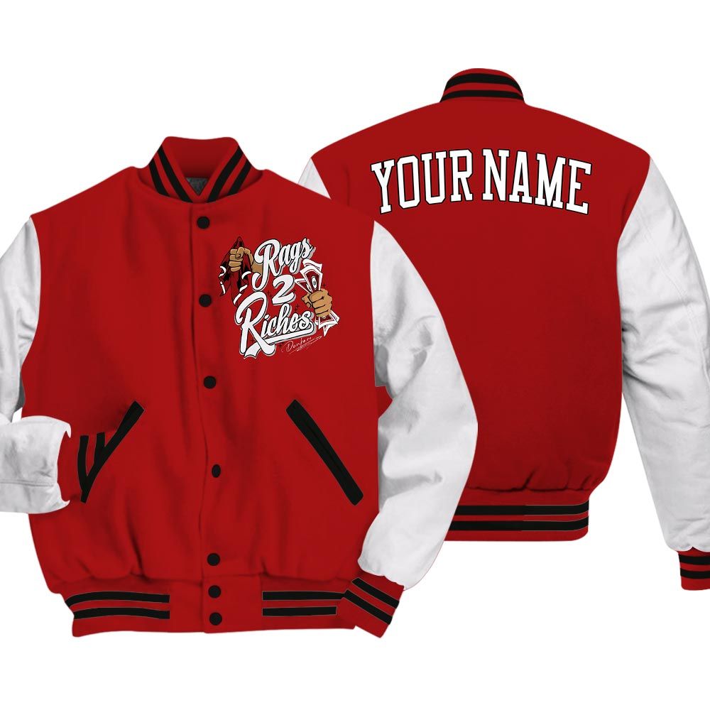 Varsity Jacket To Match Varsity Jacket Custom Name Rag 2 Riches, 12 Red Taxi - To Match Sneaker Red Taxi 12s 2504 NCT