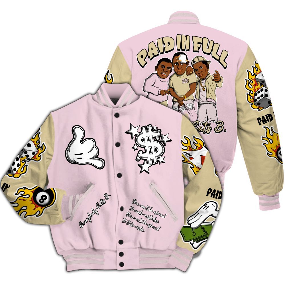 Varsity Jacket To Match Denim Iced Carmine 4s - Everybody Paid In Full Graphic All Over Print