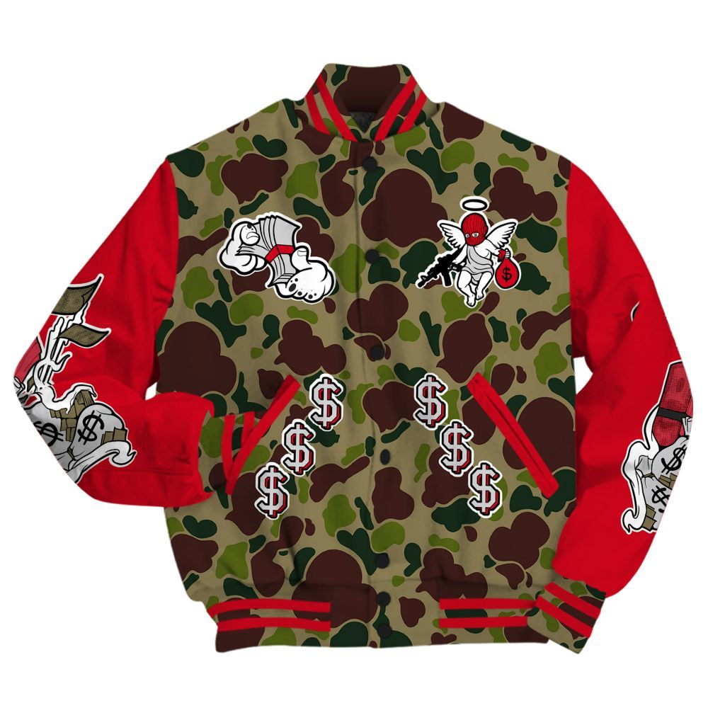 Varsity Jacket To Match Air Max 90 Duck Camo Red - Ones Move In Silence Graphic All Over Print