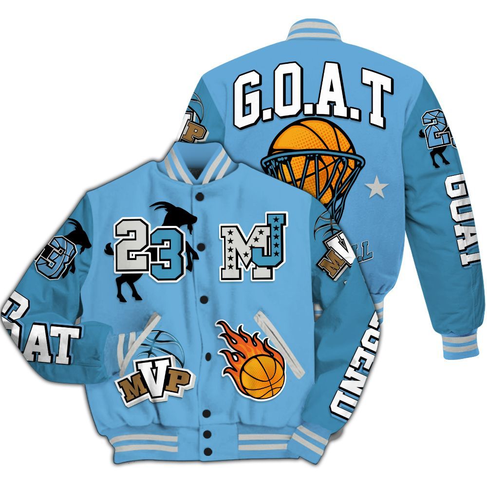 Varsity Jacket To Match SB Dunk Low University Blue Shirt, 23 Goat MVP Basketball All Over Print
