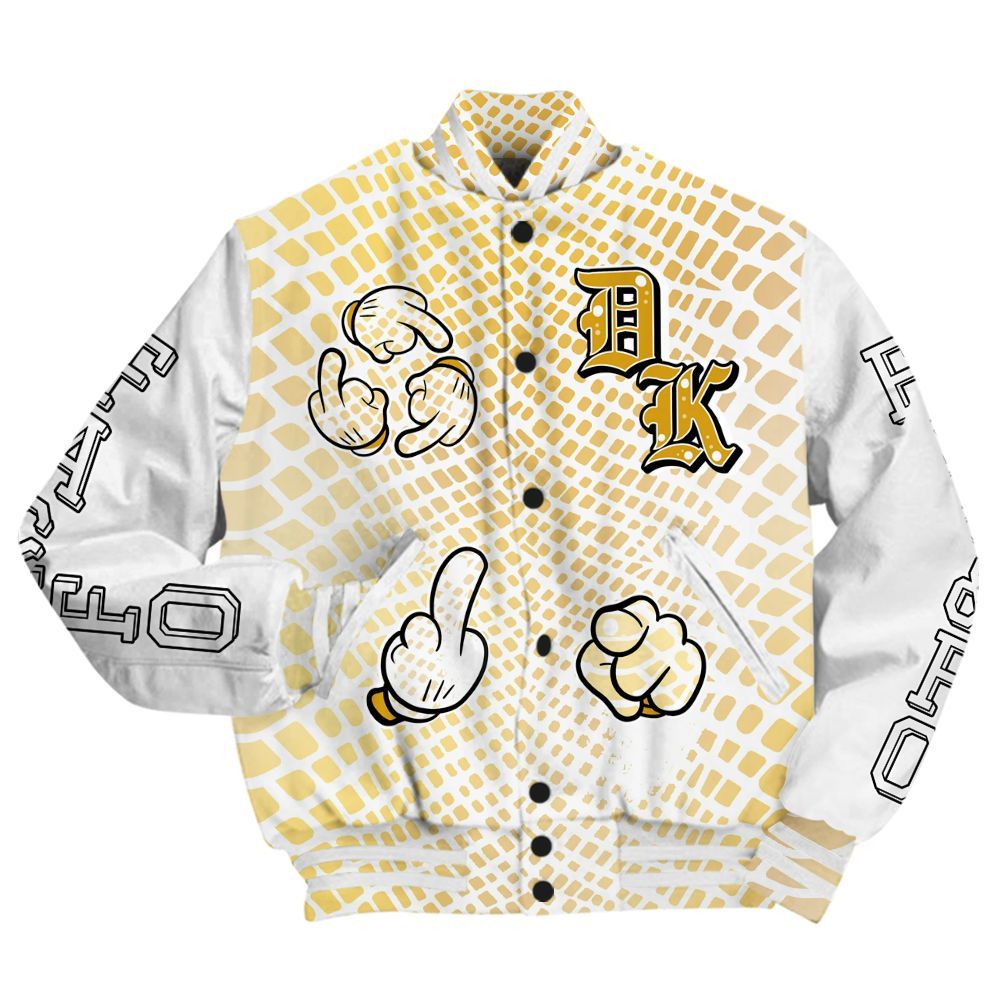 Varsity Jacket To Match Low Yellow Python 11s - F Around Find Out Graphic All Over Print