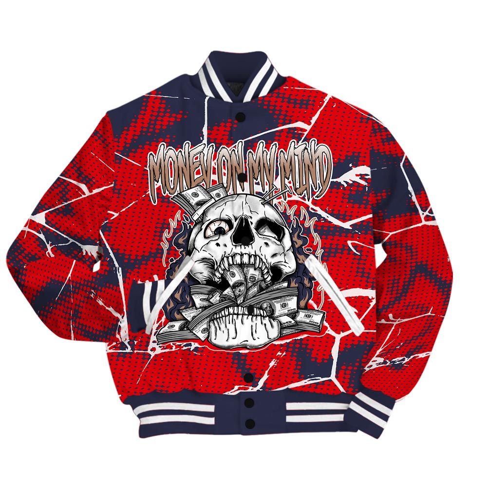 Varsity Jacket To Match Low OG Howard Bison 1s - MOMM Skeleton Crack Varsity Jacket Unisex