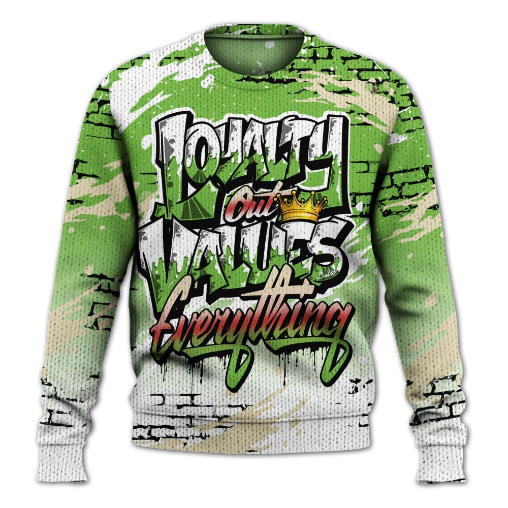 Knitted Sweater To Match Air Max Waffle SP Action Green - Values Of Loyalty Drip