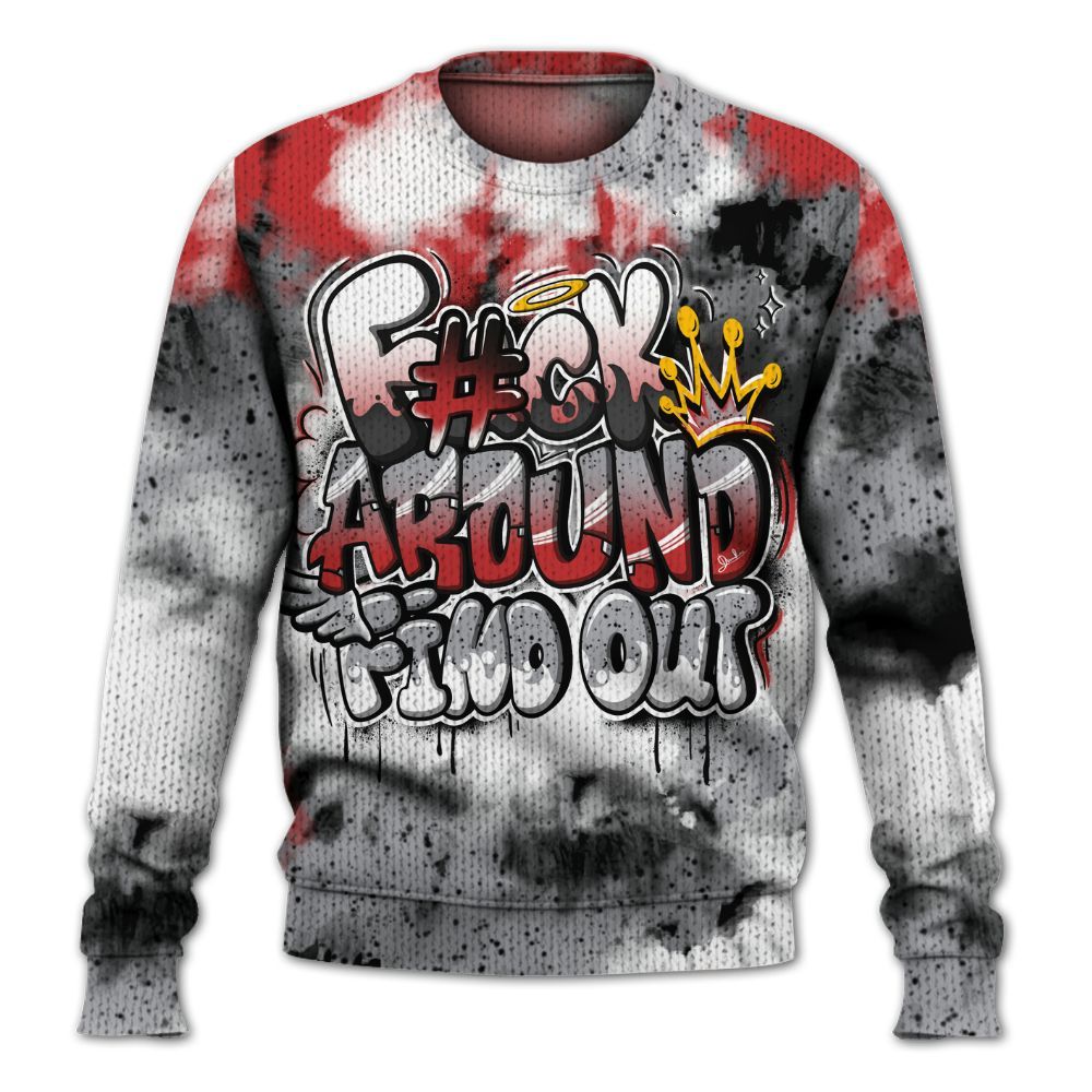 Knitted Sweater To Match White Cement 4s - Tie Dye FK Around Find Out