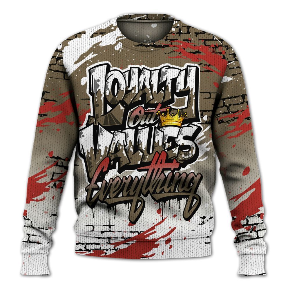 Knitted Sweater To Match Olive 9s - Values Of Loyalty Drip