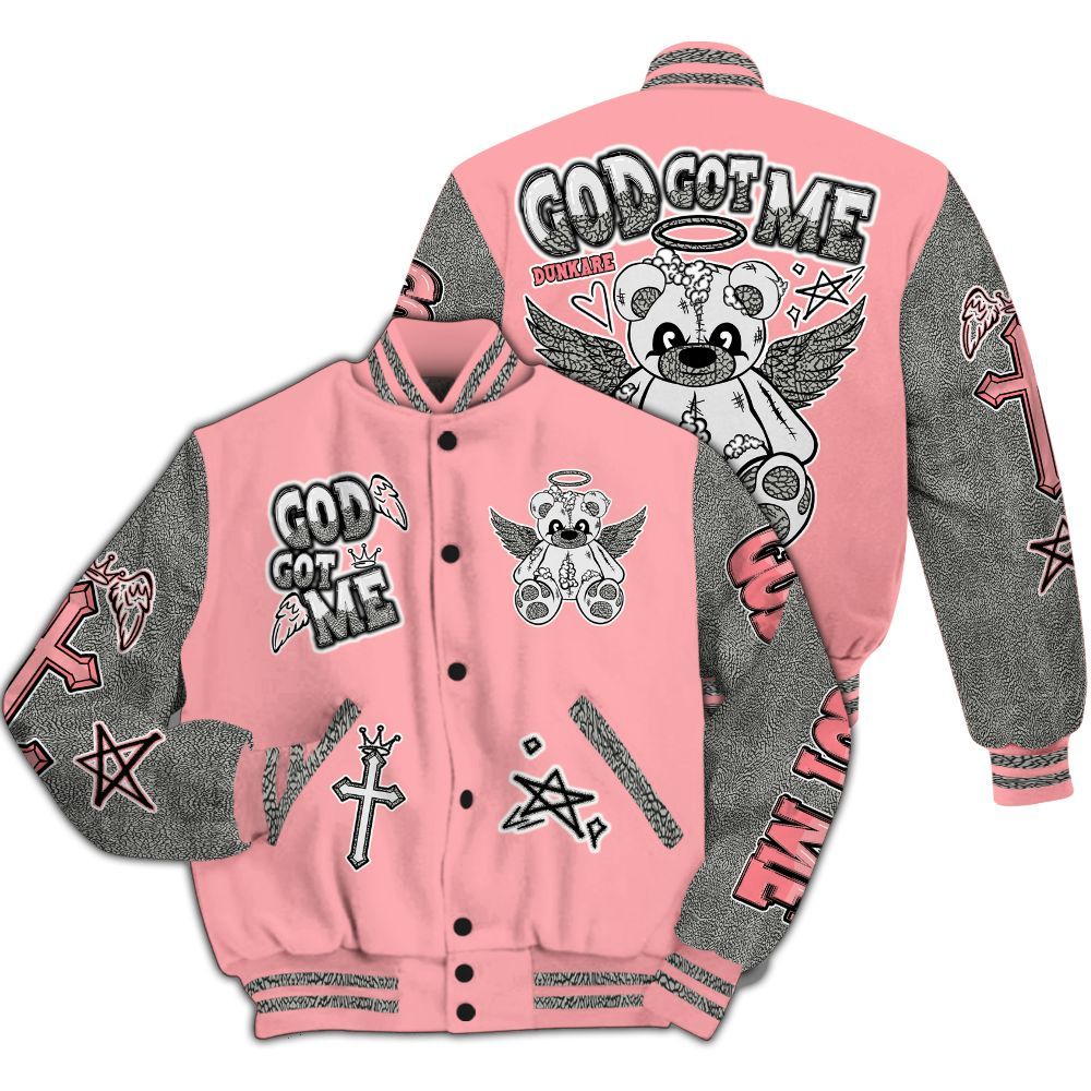 Varsity Jacket To Match Retro Wings 3s - Gods Guides Me Bear All Over Print