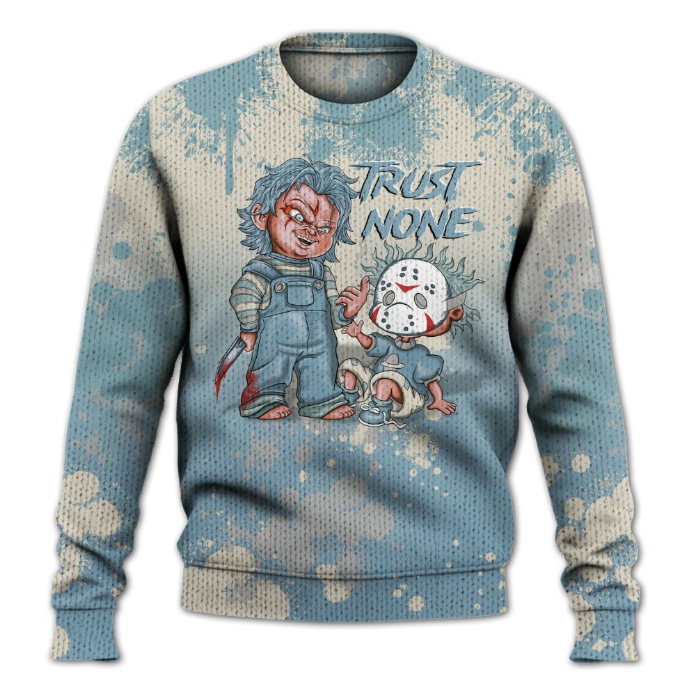 Knitted Sweater To Match Retro SoleFly 13s - Trust No One Scary