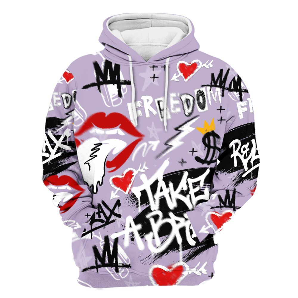 Hoodie To Match Low Pure Violet 11s - Take Break Freedom Graffiti Streetwear All Over Print