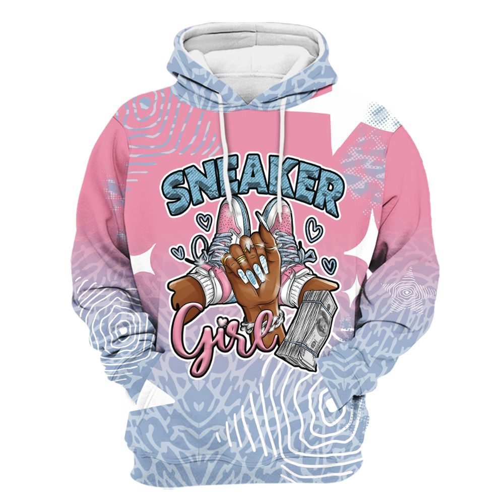 Hoodie To Match Denim Pink Glow 3s - Sneakerz Girlz Unique Starz All Over Print