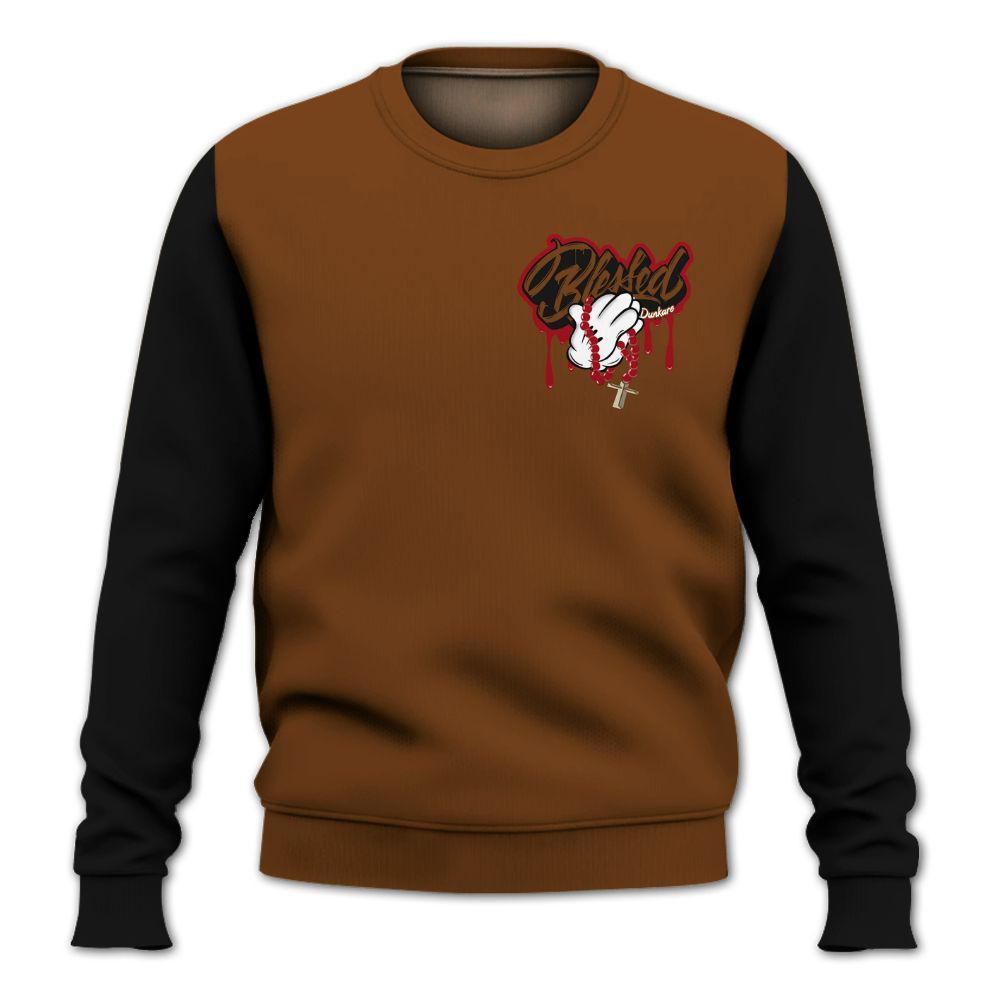 Sweatshirt To Match Archaeo Brown 5s - Custom Name God Blessed Drip All Over Print