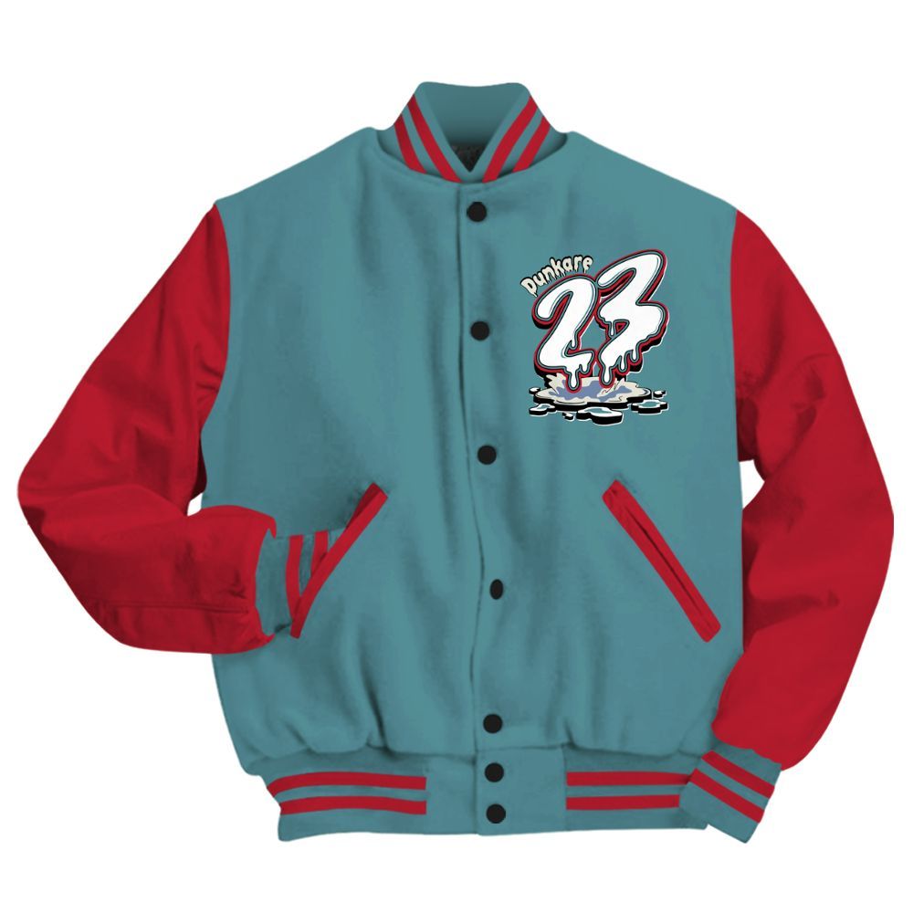 Varsity Jacket To Match Dunk Low Denim Turquoise Royal - Custom Name 23 Drip All Over Print