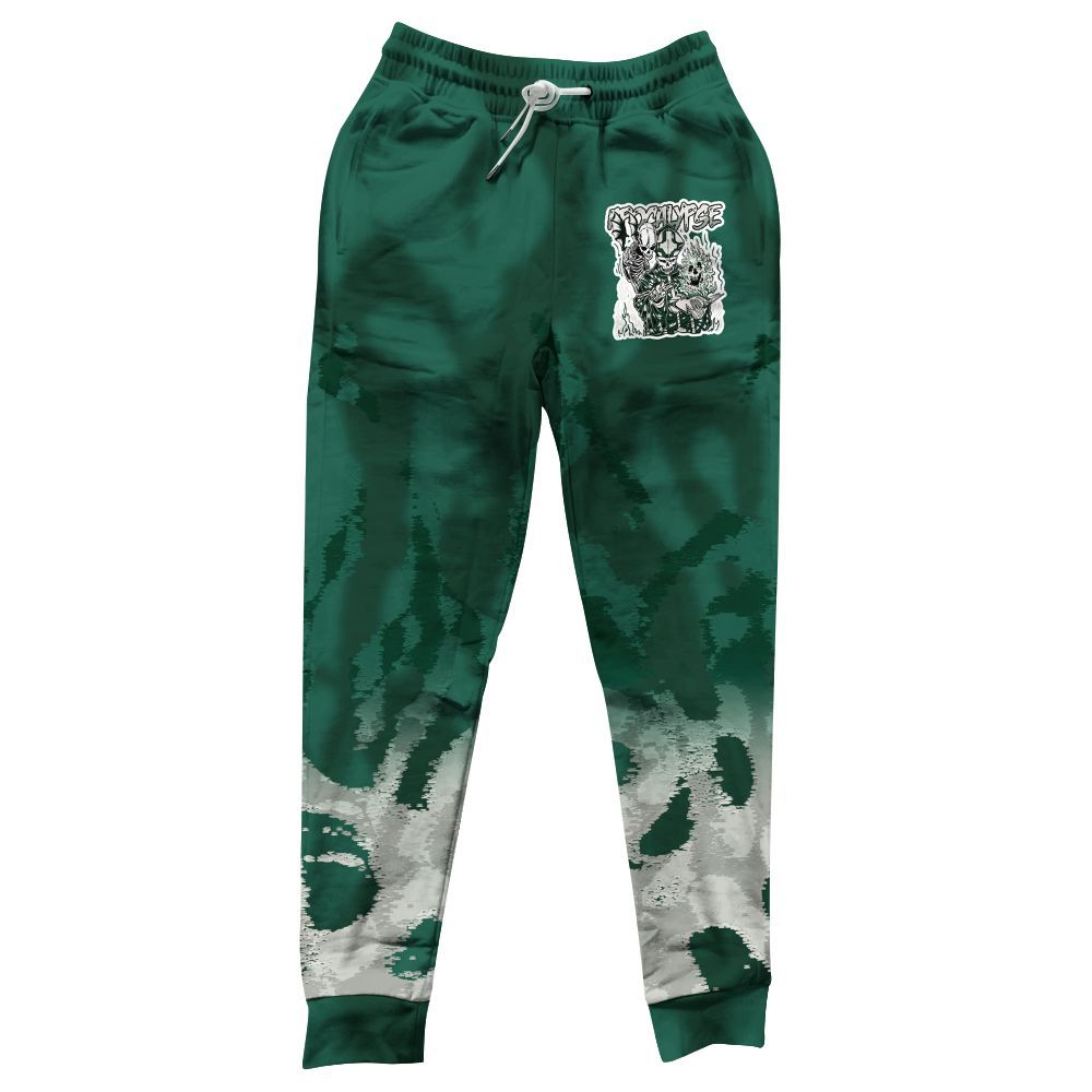 Sweatpant To Match Oxidized Green 4s - Apocalypse Skeleton Burn All Over Print