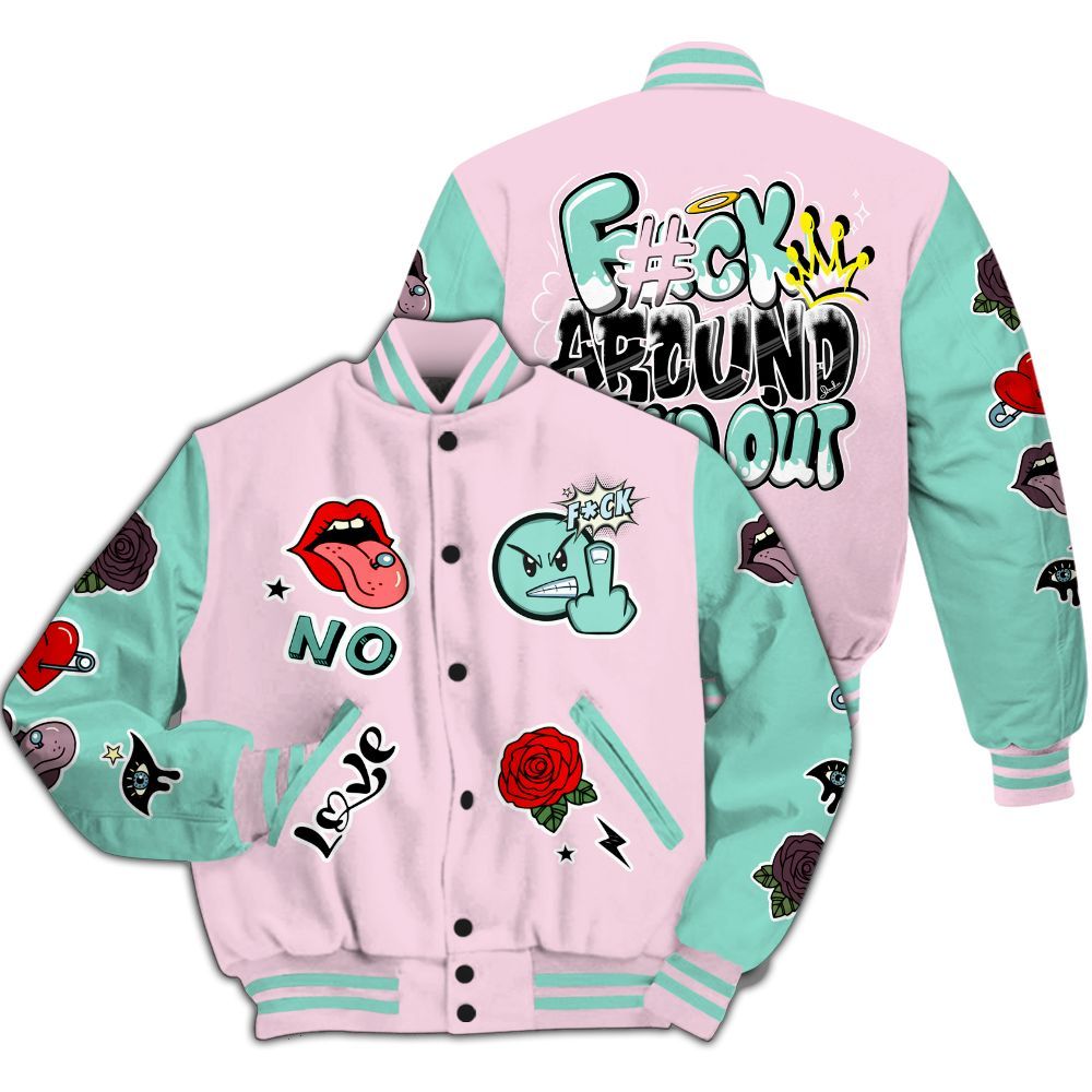 Varsity Jacket To Match Retro Easter 5s - FK Around Find Out All Over Print