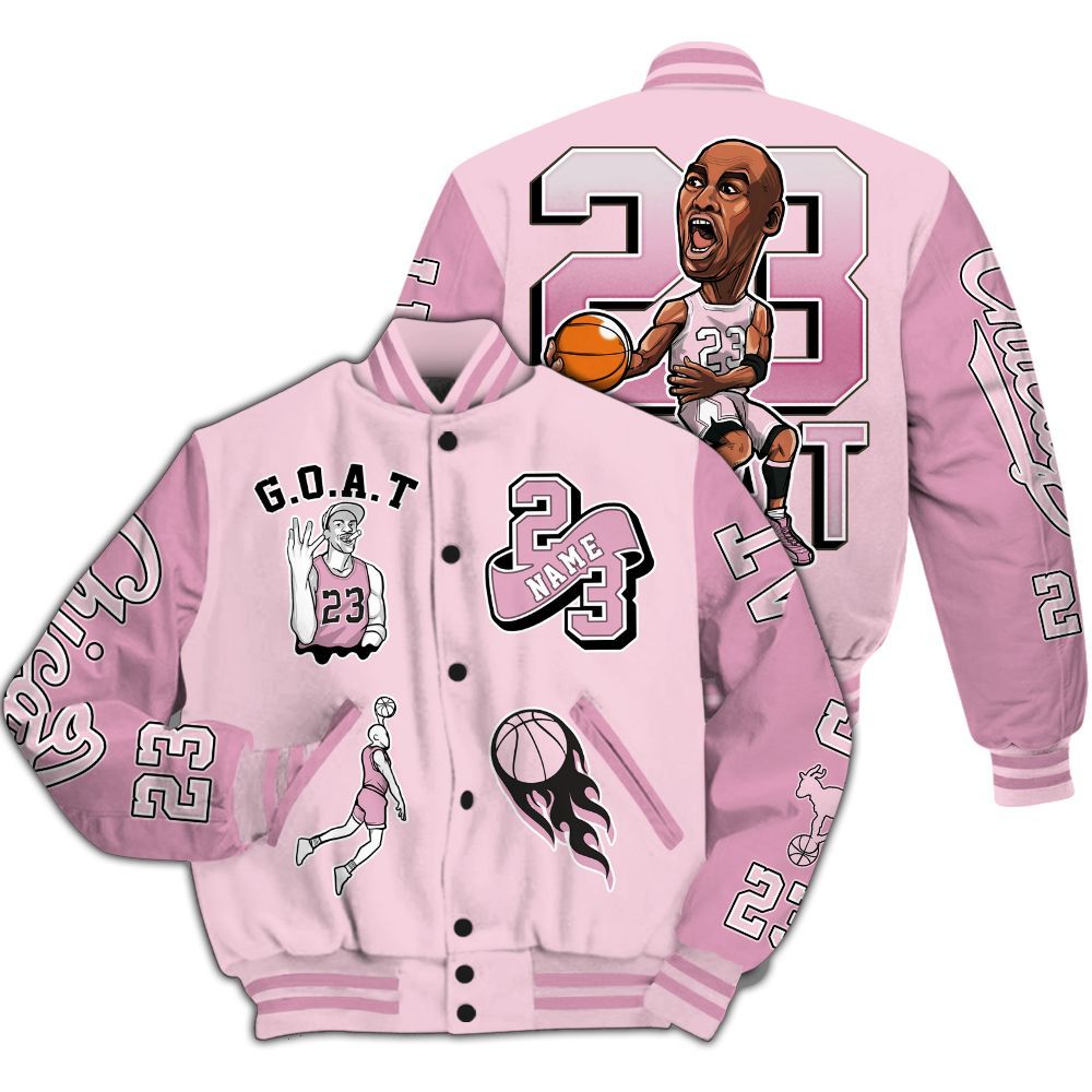 Varsity Jacket To Match Orchid 4s - Legend GOAT Basketball Varsity Jacket Graphic Custom Name All Over Print