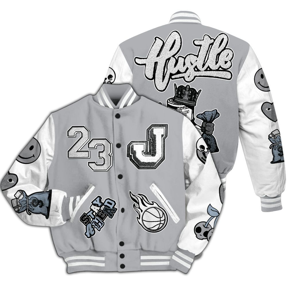 Varsity Jacket To Match Low OG Wolf Grey 1s - Hustles Money Number 23 All Over Print
